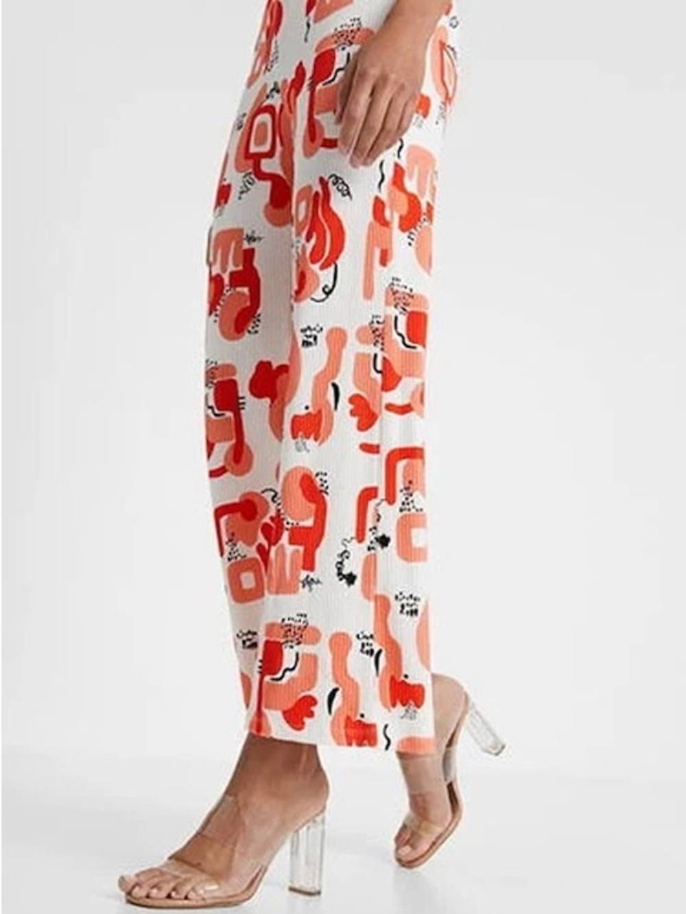 Desigual x Miranda Makaroff Abstract Ribbed Wide Leg Pants White Multi Sz S - Picture 4 of 14